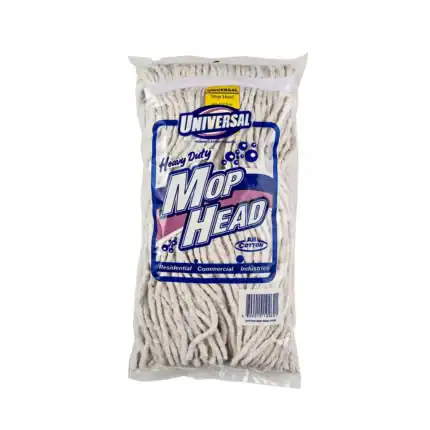 High-quality universal mop head for commercial, residential, and industrial cleaning; heavy-duty all-cotton mop for effective mess removal.
