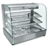 Stainless steel warming showcase with glass display for hospital or food service storage.