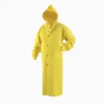 Waterproof yellow raincoat for hygienic cleaning and waterproof protection outdoor wear for hygiene compliance and safety standards in Asia.