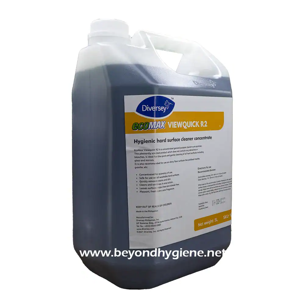 Viewquick R2 copy.3webp EcoMax Viewquick R2 heavy-duty surface disinfectant for sanitation, suitable for hospitals, offices, and industrial flooring, ensuring hygienic cleaning of hard surfaces and preventing contamination.