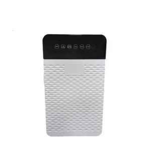 Air purifier device with control buttons on black panel, sleek modern design, ideal for enhancing hygiene and air quality in commercial and residential spaces in Asia.