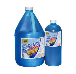 Power Clean Dishwasher Liquid Antibac, strong antibacterial dishwashing liquid for hygienic cleaning, ideal for commercial and domestic kitchens, prevents germs effectively, 2-liter and 1-liter bottles.