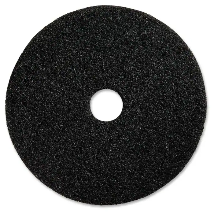 Black adhesive foam pad for cleaning and padding applications, suitable for industrial and hygiene use.