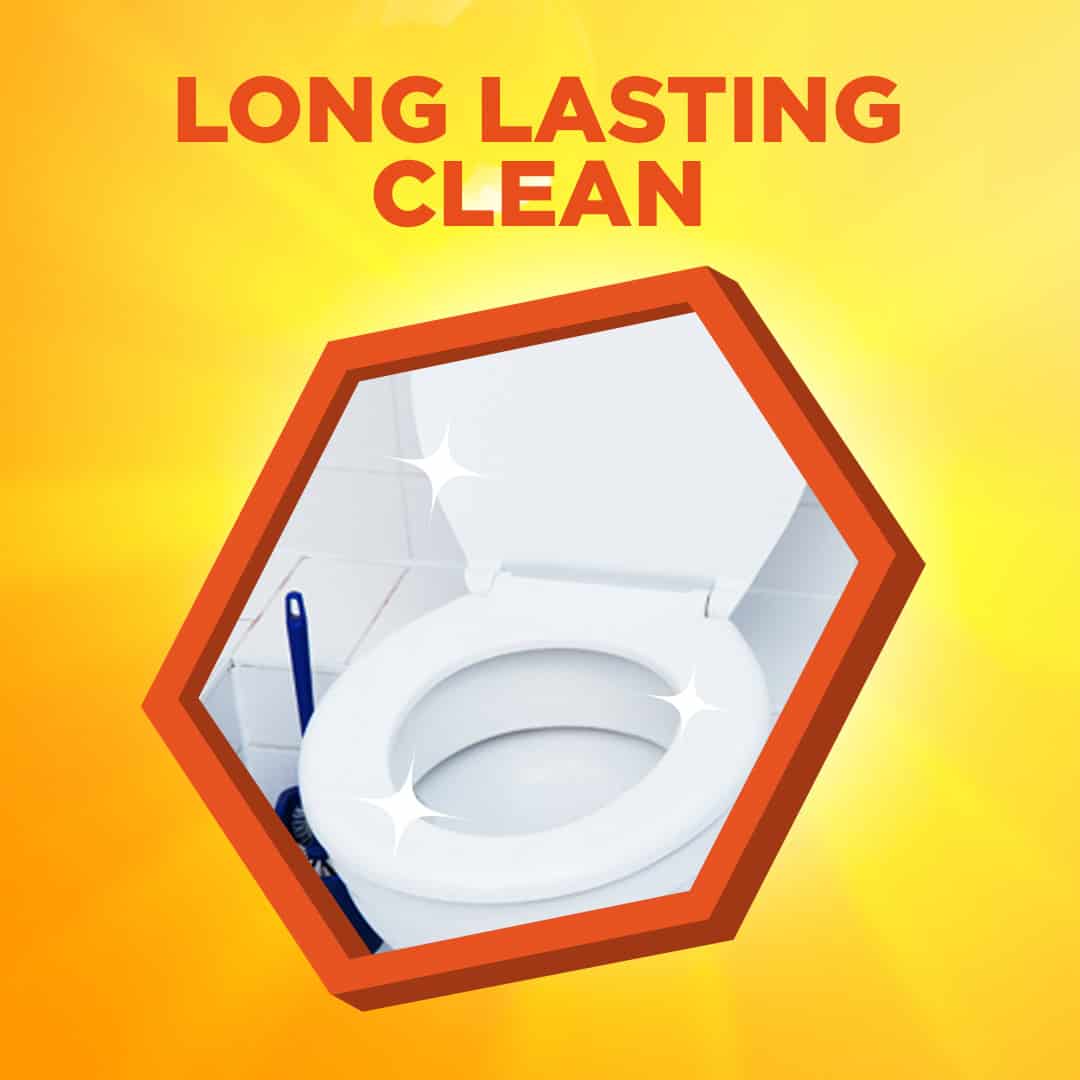 ginee_20240218125824096_8046064722.jpg Toilet bowl with the slogan "Long Lasting Clean" to emphasize hygiene and sanitation services.