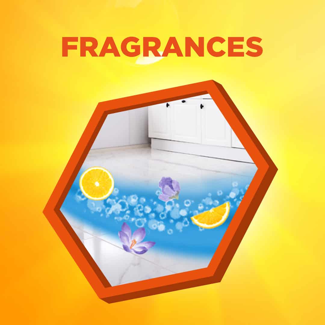 ginee_20240220133804620_3575524619.jpg Lemon and floral scented air freshener with bubbles on white floor, promoting hygiene and freshness in cleaning services.