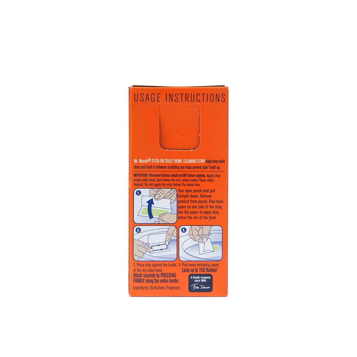 ginee_20240220133936417_3341921047.jpg Disposable toilet bowl cleaning strip packaging with usage instructions for hygienic toilet sanitation.