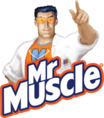 Mister muscle cartoon character promoting hygiene and cleanliness in Asia, wearing superhero attire with cleaning supplies, emphasizing health and hygiene awareness for Beyond Hygiene Asia.