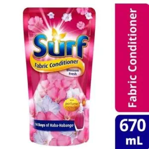 Surf fabric conditioner blossom fresh with perfume capsules 670ml for long-lasting fabric freshness.