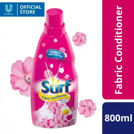 Surfactant fabric conditioner bottle with blossom fresh scent, 800ml, softens fabrics and leaves a floral fragrance. ideal for laundry, gentle on clothes, long-lasting freshness, and versatile for daily use.