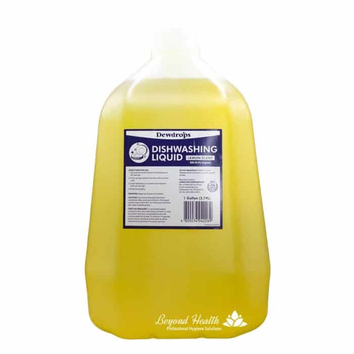 Disinfectant liquid for commercial kitchen sanitation and cleaning, lemon scent, 1-gallon size, suitable for professional hygiene solutions.