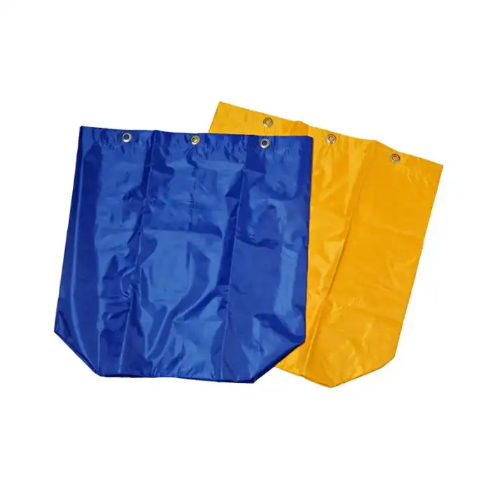 Heavy-duty reusable shopping bags in blue and yellow for eco-friendly convenience and sustainable retail solutions.