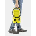 Karcher pressure washer in vibrant yellow with high-pressure hose and power cord, showcasing professional cleaning equipment for durable and efficient hygiene solutions from Beyond Hygiene Asia.
