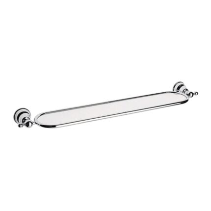 Polished chrome bathroom soap dish holder with wall mounts, perfect for hygienic and elegant bathroom decor.