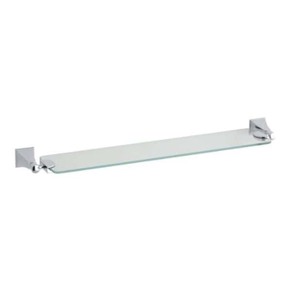 product_20180605-053517_5b1621157974e Glass shower shelf with chrome wall mounts, ideal for bathroom organization, durable and sleek design.