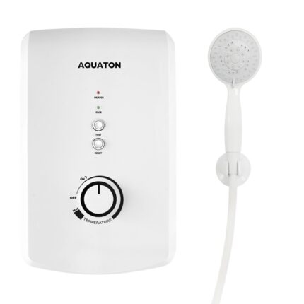 AQUATON water heater with shower head, used for efficient water heating solutions in commercial and industrial hygiene environments.