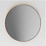 Round LED mirror with backlit illumination for modern bathroom decor at Beyond Hygiene Asia.