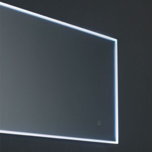 LED backlit mirror with modern design and sleek lighting for hygiene and sanitation spaces.