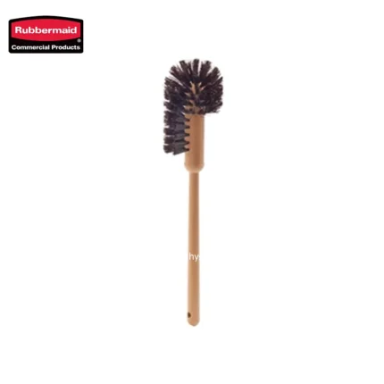 Rubbermaid toilet brush cleaner, bathroom cleaning brush, durable toilet bowl brush for hygiene, flexible bristles for easy cleaning, long handle for sanitation.