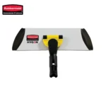Rubbermaid cleaning squeegee with a black and yellow handle, designed for commercial cleaning and hygiene maintenance.