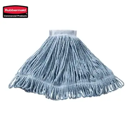 Microfiber cleaning mop head for industrial and commercial cleaning, compatible with Rubbermaid janitorial equipment. Durable, reusable, and effective for sanitation and hygiene standards.