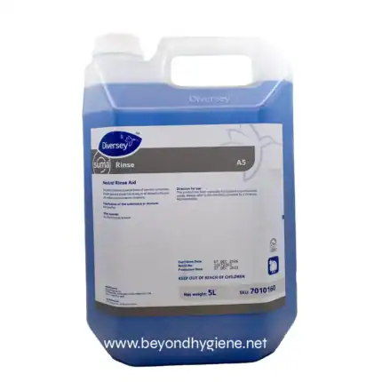 Neutral disinfectant rinse liquid for healthcare and hygiene use, 5L bottle, suitable for professional sanitation applications.