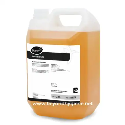 Gentle antibacterial hand soap in a 5L container, ideal for hygiene in Asian workplaces and commercial settings, promoting cleanliness and infection control.