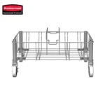 Stainless steel shopping trolley with four wheels, ideal for retail stores and supermarkets, durable and easy to maneuver for customer convenience.