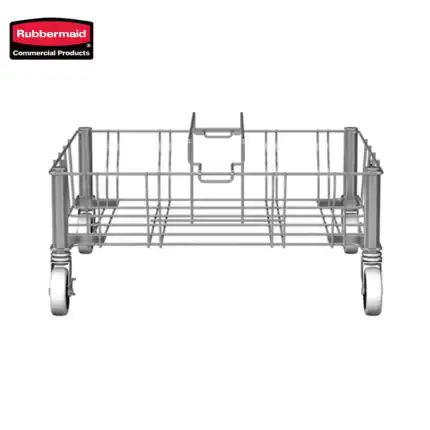 Stainless steel shopping trolley with four wheels, ideal for retail stores and supermarkets, durable and easy to maneuver for customer convenience.