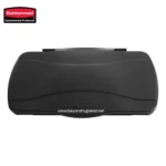 Rubbermaid commercial paper towel dispenser, black, sleek design, provides convenient and hygienic paper towel access for commercial restrooms and facilities.