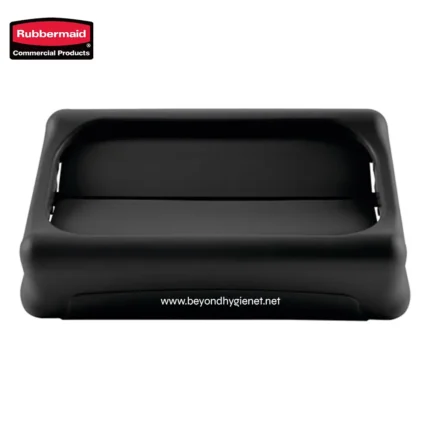 Rubbermaid commercial soap or sanitizer dispenser tray - durable, sleek black design for hygiene and sanitation in commercial settings.