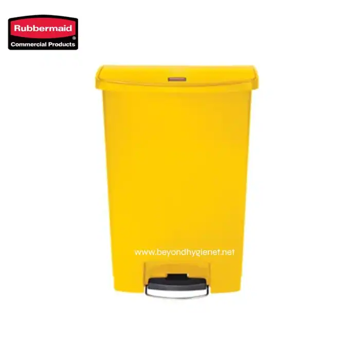 Yellow Plastic Waste Bin for Commercial & Industrial Sanitation, Durable Waste Management Solution.