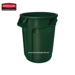 Rubbermaid commercial trash bin, green waste trash can for commercial use, durable garbage container for public spaces, heavy-duty waste management solution, Beyond Hygiene Asia sanitary product supplier.