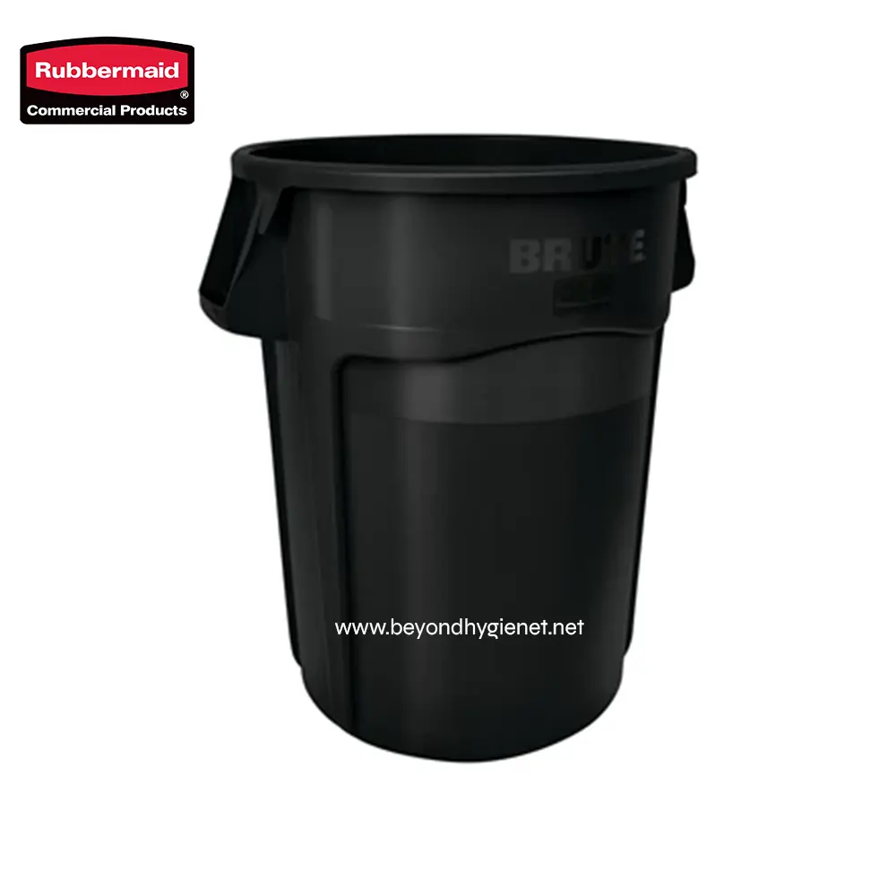 Rubbermaid Black Waste Bin for Commercial Use in Asia, Durable and Space-Saving Design.