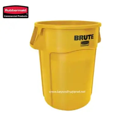 Rubbermaid Brute Commercial Waste Container, Heavy-Duty Yellow Trash Bin for Industrial and Office Use, Durable Waste Management Solution, Beyond Hygiene Asia.