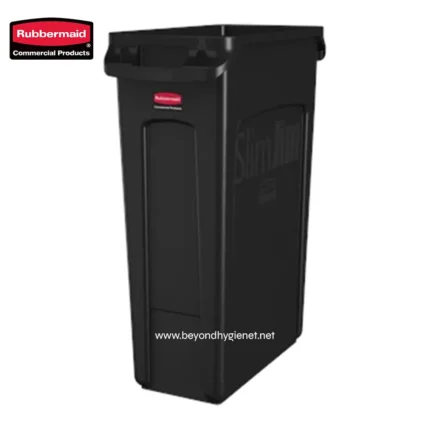 Rubbermaid smart trash bin, commercial waste disposal solution for hygiene, durability, and sanitation. Perfect for high-traffic areas seeking reliable waste management.