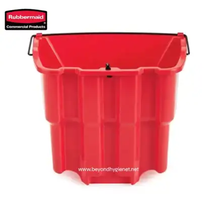Rubbermaid commercial red storage bin for reliable waste management and sanitation solutions in Asia. High-capacity durable plastic tub ideal for professional environments.