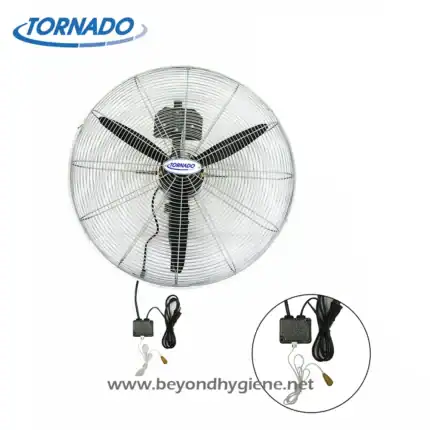 High-speed Tornado industrial wall fan for commercial cooling, ideal for hygienic environments and cleanliness control in Asian markets.