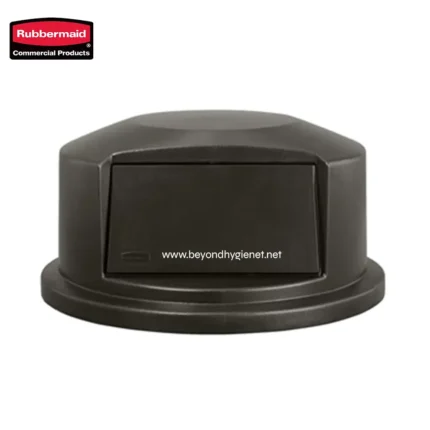 Rubbermaid hand dryer cover, black plastic wall-mounted hand dryer enclosure for commercial washrooms and hygiene facilities.
