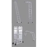 Extension ladder for commercial cleaning, durable aluminum construction, easy to transport and set up for hygiene and sanitation tasks.