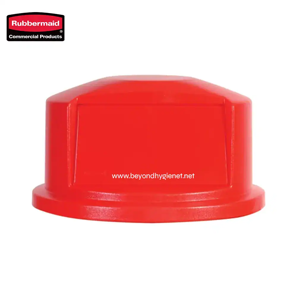 1 Rubbermaid safety caution dome, bright red hazard warning marker for industrial safety and sanitation environments.