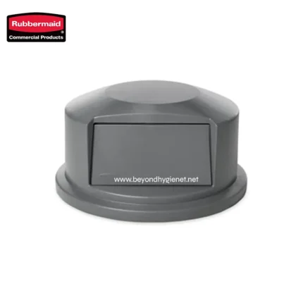 Rubbermaid commercial paper towel dispenser, gray wall-mounted roll holder, durable and hygienic for commercial restrooms.