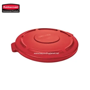 Rubbermaid red lid cover, durable and hygienic sealing for waste bins, suited for commercial use in Asian markets, enhancing sanitation and cleanliness.