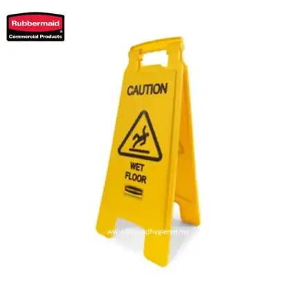 Caution Wet Floor Sign for Slip Prevention, Safety Warning for Commercial Spaces and Hygiene Environments.