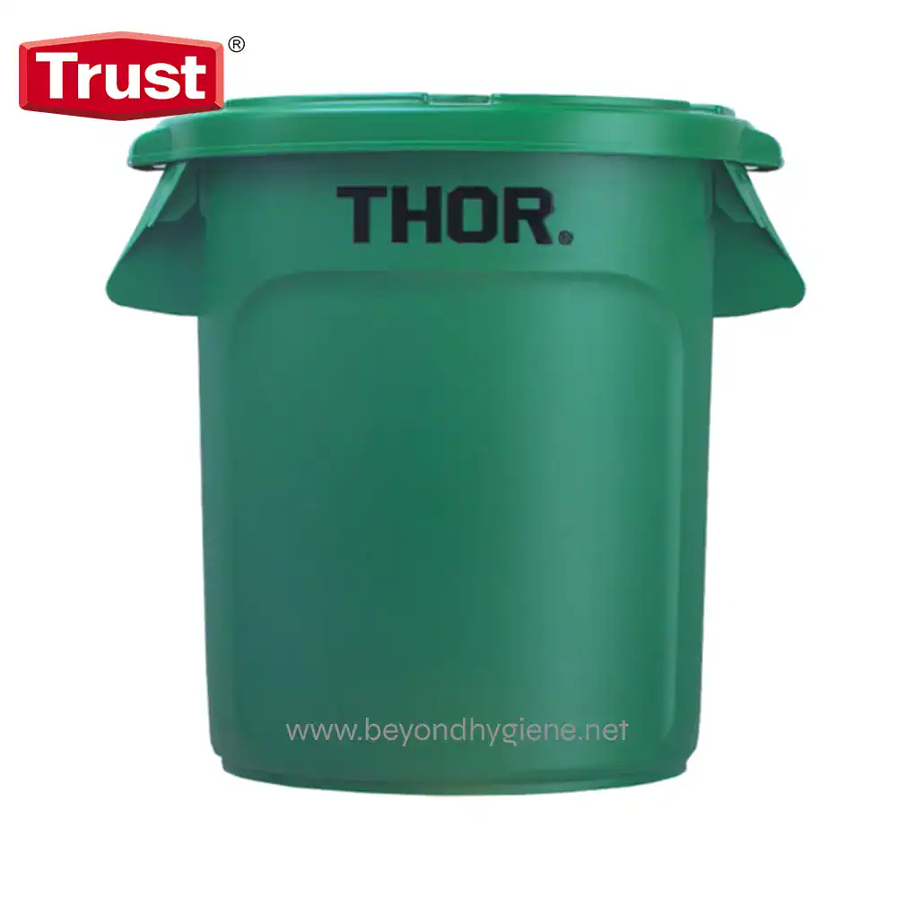 1015GREEN Trust brand waste bin for hygienic waste disposal, durable plastic material, ideal for commercial and industrial cleaning, promoting cleanliness and hygiene standards.
