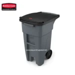 Rubbermaid commercial outdoor waste bin with lid, ideal for hygiene and waste management in Asian markets.