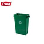 Green recycling bin for waste separation and eco-friendly disposal.