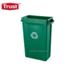Green recycling bin trash container for waste disposal, ideal for waste management and eco-friendly practices at Beyond Hygiene Asia.