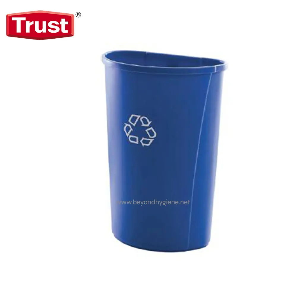 Recycling waste bin for proper waste segregation, blue color with recycling symbol, suitable for commercial and public spaces.