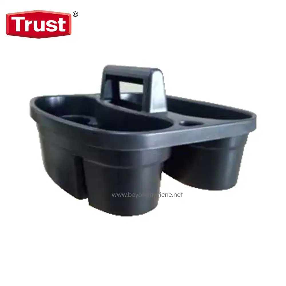 Foot-operated hand sanitizer station with dual dispensers, durable black plastic design for hygienic hand cleaning in public spaces.