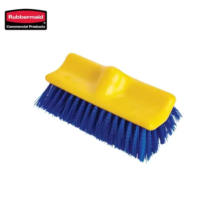 Yellow cleaning brush with blue bristles for industrial and commercial cleaning applications.